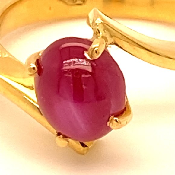 GIA Certified Cats Eye Ruby 2.11ct 18k Gold Ring - Picture 7 of 9